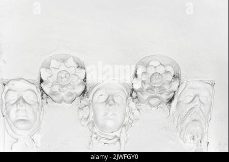 White stucco wall decoration Stock Photo
