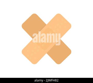 Adhesive plaster for medical skin care, medical tools logo design. Sticker with cross of sticky bandage vector design and illustration. Stock Vector