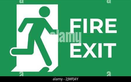 Isolated green fire exit icon. Concept of emergency and evacuation. Stock Vector