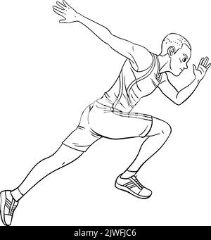 Sprinting Coloring Page for Kids Stock Vector Image & Art - Alamy