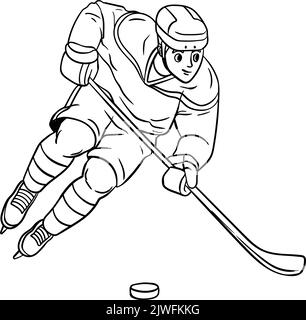 Ice hockey Isolated Coloring Page for Kids Stock Vector