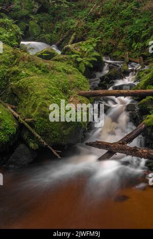 Waterfall of St. Wolfgang near Vyssi Brod town in south Bohemia near Austria border Stock Photo