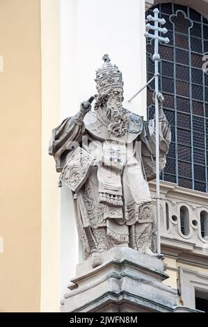 St. Leo sculpture above the entrance to the St. George's Cathedral, Lviv, Ukraine Stock Photo