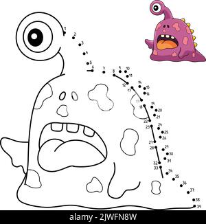 Dot to Dot Monster One Eyed Isolated Coloring Page Stock Vector