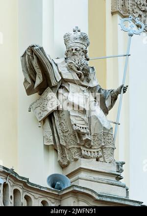 St. Athanasiusat sculpture above the entrance to the St. George's Cathedral, Lviv, Ukraine Stock Photo