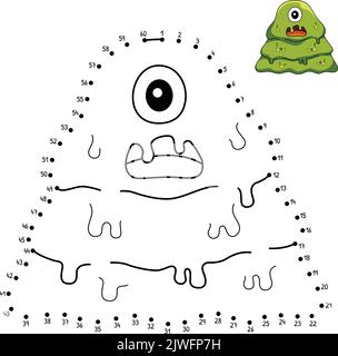 Dot to Dot Monster Slime Isolated Coloring Page Stock Vector
