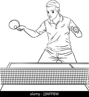 Coloring Activity For Table Tennis Racket Table Tennis Coloring Page for Kids Stock Vector Image & Art - Alamy
