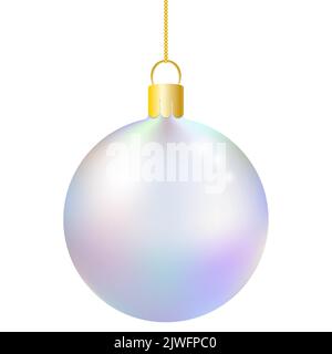 Illustration of the isolated holographic Christmas ball on the white background. EPS10 Stock Vector