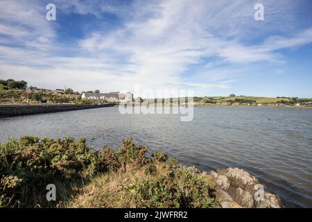 Celtic Ross Hotel, Rosscarbery,Co. Cork Ireland, with its characteristic round tower, overlooking both  a lagoon and a tidal estuary. Stock Photo