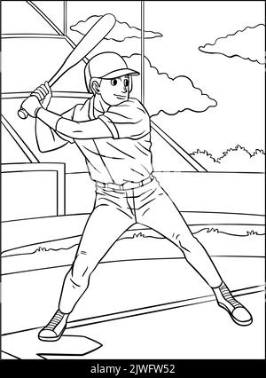 Baseball Coloring Page for Kids Stock Vector