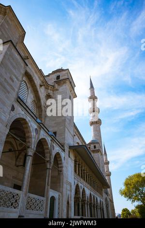 Suleymaniye Mosque. Ottoman architecture in Istanbul. Travel to Turkey vertical story background photo. Stock Photo