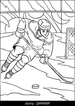 Ice hockey Coloring Page for Kids Stock Vector