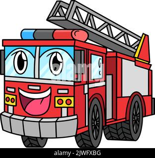 Fire Truck Cartoon Clipart Colored Illustration Stock Vector Image ...