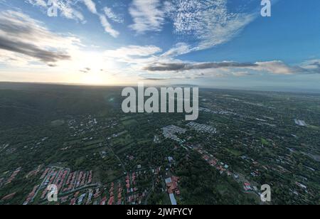 Wide panorama on green Managua city aerial drone view Stock Photo