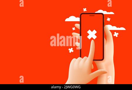 Smart phone app service, close action online, cancellation action. Vector illustration Stock Vector