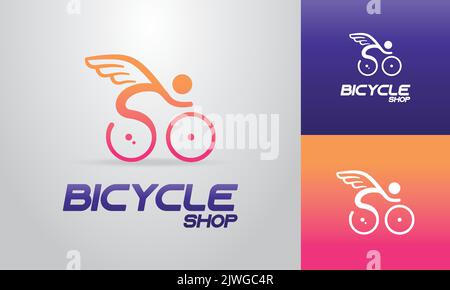 logo concept of a cyclist with wings Stock Vector