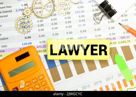 Black color banner that have embossed letter with word lawyer on white paper background Stock Photo