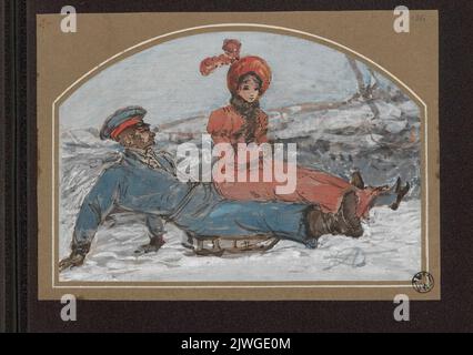 Sledging. Orłowski, Aleksander (1777-1832), draughtsman, cartoonist Stock Photo