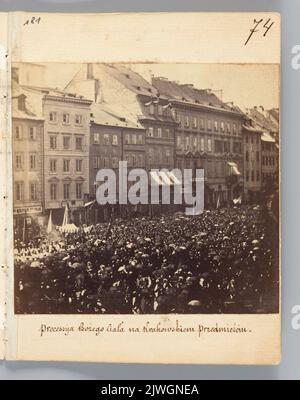 Corpus Christi procession in Warsaw. Praying participants of the ...