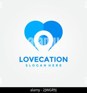 Love location logo design template. Concept of favorite place isolated with flat style icon modern. Creative map pointer with heart vector symbol. Stock Vector