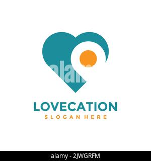 Love location logo design template. Concept of favorite place isolated with flat style icon modern. Creative map pointer with heart vector symbol. Stock Vector