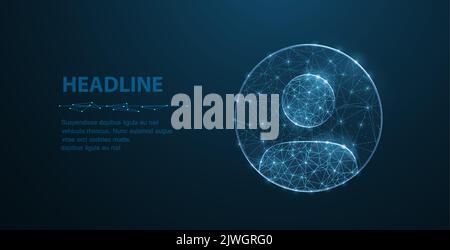 Abstract web user persion logo on circle isolated on blue. Vector illustration. Business avatar, register new member, web admin, social network Stock Vector