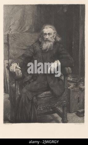 Portrait of Jan Matejko after his self-portrait of 1892. Łopieński, Ignacy (1865-1941), graphic artist, Matejko, Jan (1838-1893), painter Stock Photo