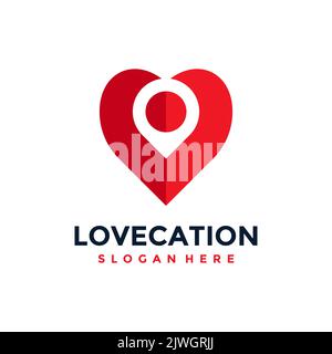 Love location logo design template. Concept of favorite place isolated with flat style icon modern. Creative map pointer with heart vector symbol. Stock Vector