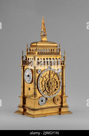 Astronomical tower table clock. Bommel, Melchior (fl. ca 1650), watchmaker Stock Photo
