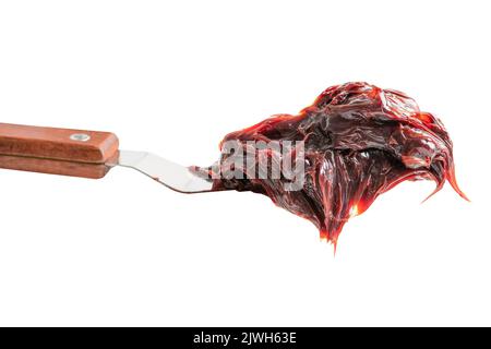 Red excellent water resistance synthetic lithium complex grease isolated on white background with clipping path. for automotive and industrial. Stock Photo