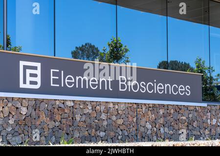 Element Biosciences sign is shown at its headquarters in San Diego, CA, USA. Stock Photo