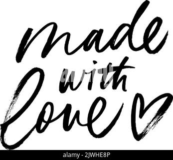 Made with love hand drawn vector calligraphy. Stock Vector