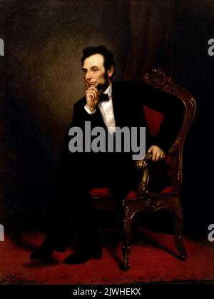 A portrait of President Abraham Lincoln, painting by George Peter Alexander Healy in 1869 Stock Photo