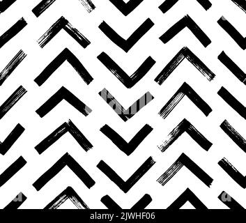 Hand drawn chevron pattern with black strokes.  Stock Vector