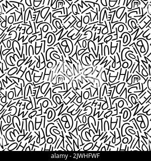 Vector seamless pattern with simple line letters. Stock Vector