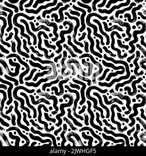 Organic curved lines and dots seamless pattern. Stock Vector
