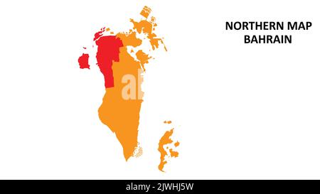 Northern State and regions map highlighted on Bahrain map. Stock Vector