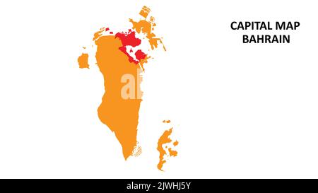Capital State and regions map highlighted on Bahrain map. Stock Vector