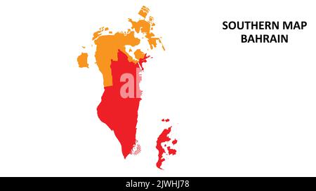 Southern State and regions map highlighted on Bahrain map. Stock Vector