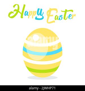 Happy Easter. Cute Decorative Easter banner with Easter egg.  Vector Greetings for Easter in flat style. Vector illustration. For greeting card, Print Stock Vector