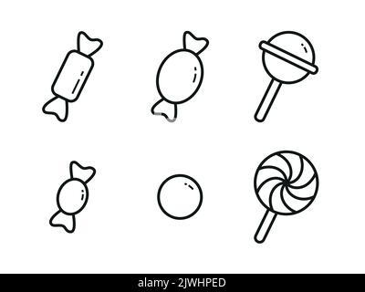 Set of Candy Icons. Sweets for children, pastry shops. Vector illustration. Stock Vector