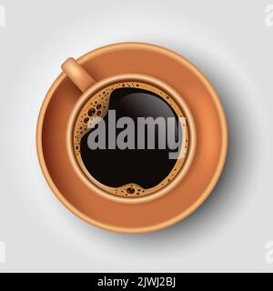 black coffee cup top view. vector illustration design Stock Vector