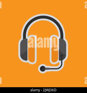Headphone icon. Icon related to electronic, technology. Flat icon style. Suitable for stickers and prints. Simple design editable Stock Vector