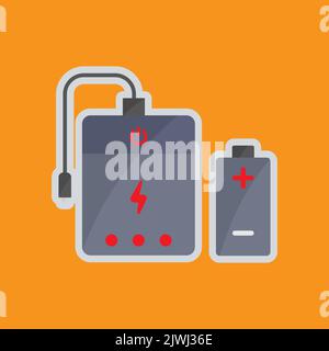 Power bank icon, battery. Icon related to electronic, technology. Flat icon style. Suitable for stickers and prints. Simple design editable Stock Vector