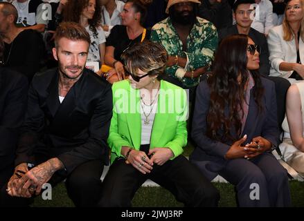 Dior Fashion week: David Beckham, Cruz Beckham,  Naomi Campbell, Jessica Biel, Justin Timberlake, J Balvin, Olivier Rousteing, Orelsan,  Russell Stock Photo