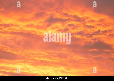 Dramatic fiery red clouds, sunset, Budapest, Hungary Stock Photo