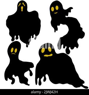 Black Ghost illustration halloween vector pack of boo Stock Vector