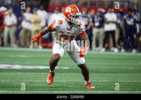 Atlanta, GA - SEPTEMBER 05: Clemson Tigers cornerback Malcolm Greene (21) during the Chick-Fil-A Kickoff Game between Clemson vs Georgia Tech game on Monday September 5, 2022 in Atlanta, GA. (Jevone Moore/Image of Sport) Stock Photo