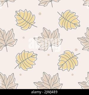 Vector illustration pattern in pastel colors with leaves Stock Vector