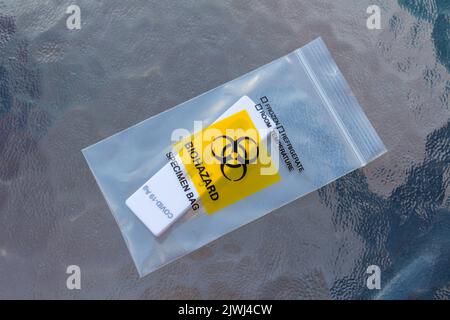 Plastic specimen bag for COVID-19 rapid home test Stock Photo